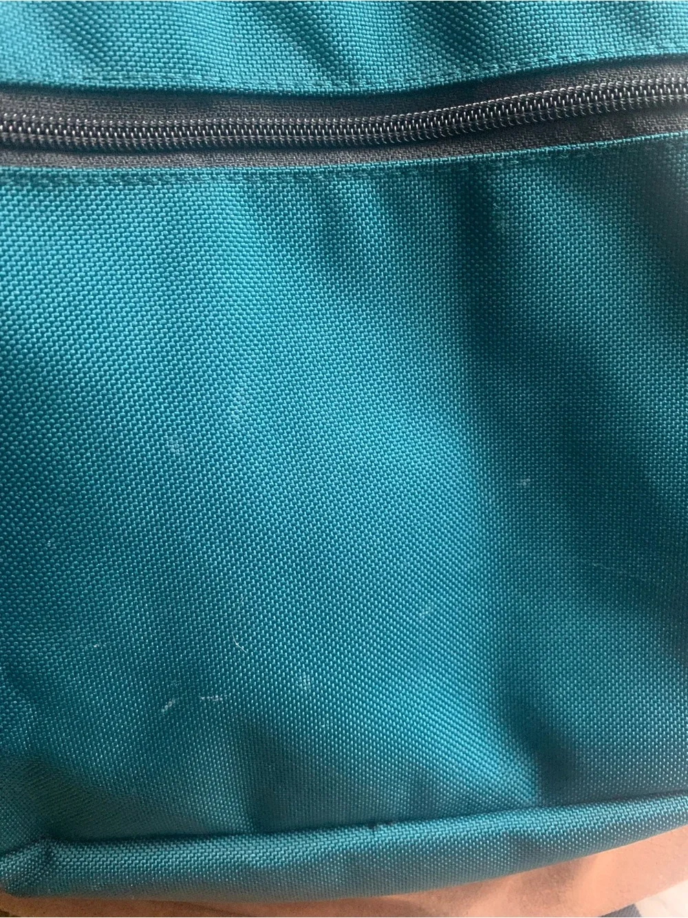 JanSport Teal Backpack with Brown Suede Base - Classic pack